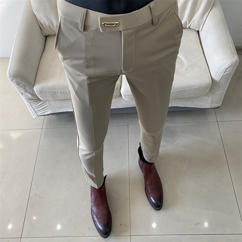 春季西裤男修身直筒高级感商务休闲裤男士裤长裤6160九分616—P55,男装休闲裤,电商B368
