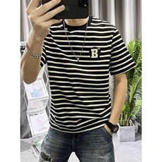 韩版短袖T恤男装夏季圆领贴标条纹打底上衣夏装ins半袖t恤修身衣，男装T恤，星座506A