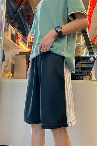 夏季港风撞色直筒沙滩裤休闲男运动条纹短裤D201-DM21-P35，男装牛仔裤，电商D321-1