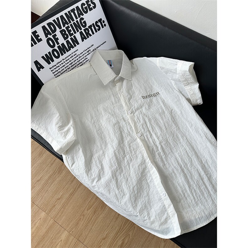 夏季新款速干短袖刺绣衬衫潮流港风宽松百搭男半袖CS285-P35,男装T恤,星座301C-5