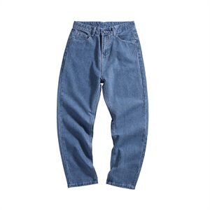主推现货秋夏季情侣宽松牛仔裤直筒九分裤港风坠感老爹裤s318图片