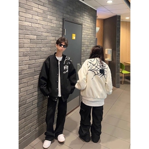 美式潮流春季户外穿高街棒球服外套男女情侣休闲百搭夹克图片