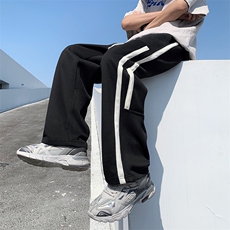 休闲裤男韩版潮流高街帅拼色2025秋季新款ins宽松长裤K3571-P32，男装休闲裤，星座412