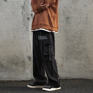 22秋 新款高端方格灯芯绒休闲宽松港风工装休闲裤 B266-X825-P60图片