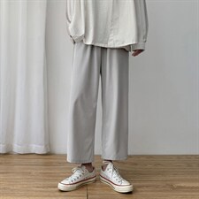 直筒裤男士冰丝垂感休闲裤2023新款夏季阔腿九分裤2025-特批20,男装休闲裤,星座718-1