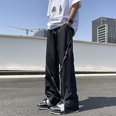 休闲裤男士韩版潮流高街帅裤脚拉链开衩2024秋冬ins长裤K5781-P46，男装休闲裤，星座412-2