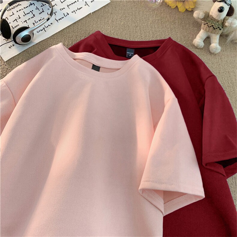 抖音得物直播高品质二开240克美式高街麂皮绒光版纯色短袖t恤12.5，男装T恤，电商A486