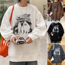 美式高街圆领卫衣男春秋季无帽宽松青少年复古百搭休闲男生上衣服，男装卫衣，星座1206-1（原A206-1）