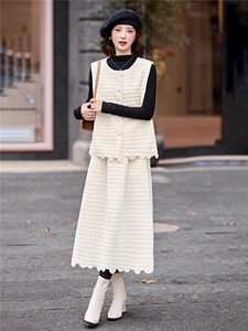 小香风马甲套装女2025秋新款气质巨好看的马甲打底衫半身裙三件套图片