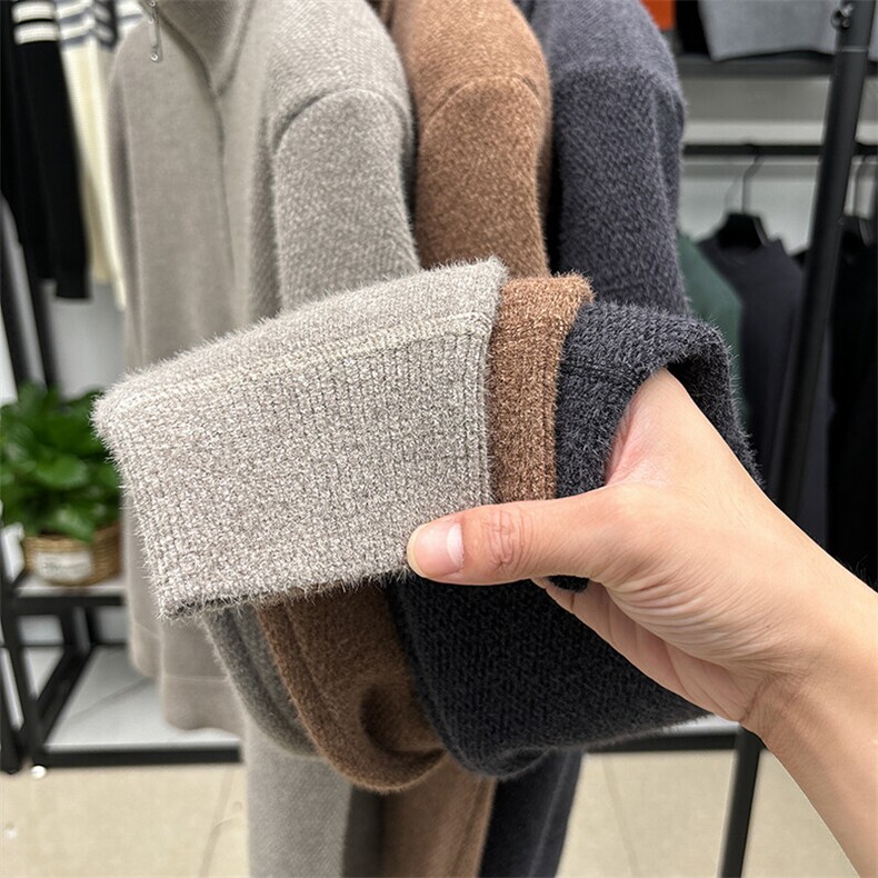 半拉链一体绒雪尼尔男士毛衣2025春季新款加绒加厚保暖打底衫,男装针织衫/毛衣,电商B212（原钱塘6029）