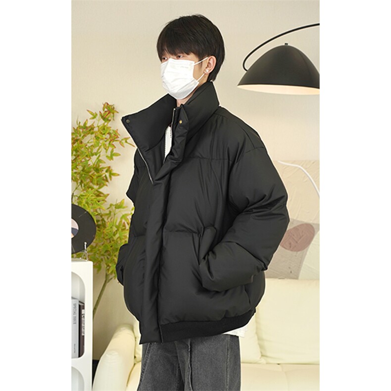 日系保暖短款舒适立领PU皮棉服男女潮牌大码棉袄M2909特P100控158,男装棉衣,电商A001