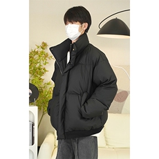 日系保暖短款舒适立领PU皮棉服男女潮牌大码棉袄M2909特P100控158，男装棉衣，电商A001