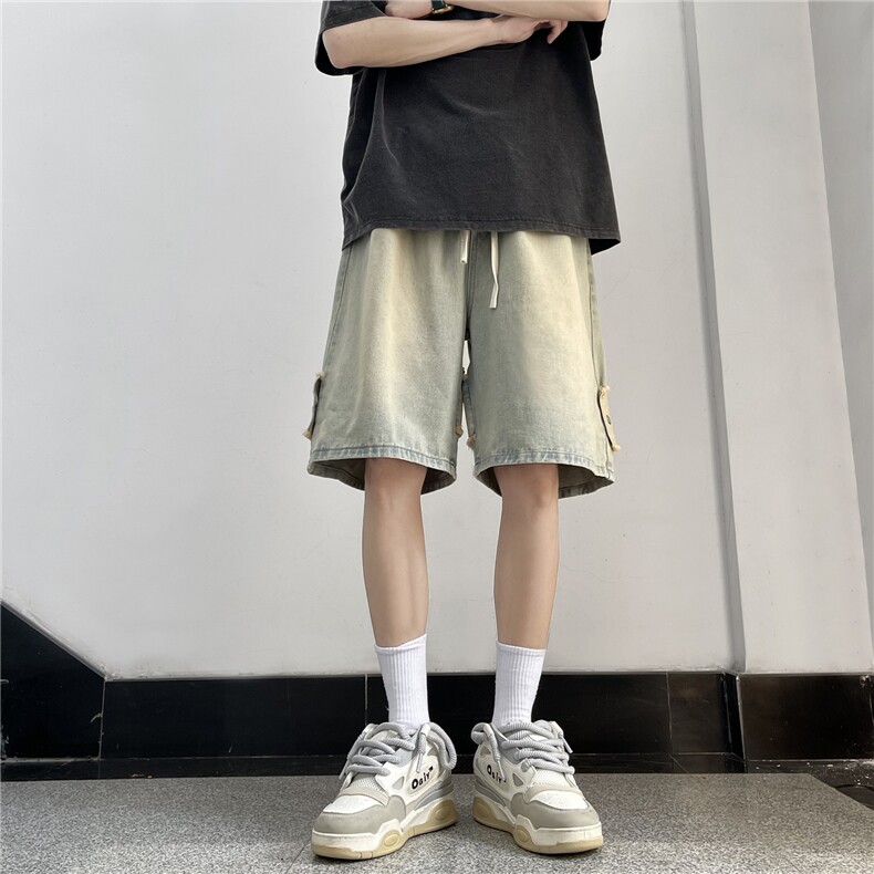XZ612-k648-P55控68原创设计背后字母贴布牛仔短裤美式高街6,男装牛仔裤,星座612