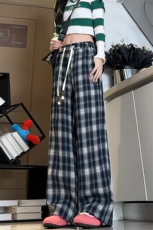 特批P25无差价2025格子设计休闲裤男美式复古宽松直筒阔腿裤K5653，男装休闲裤，电商A001