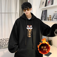 龙年卫衣冬季美式加绒加厚连帽卫衣外套DL1775常规特P35加绒特40，男装卫衣，电商A486