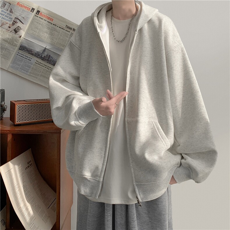 现货！WY827-尺码S-4XL-特P43-420g重磅纯色连帽卫衣宽松拉链外套,女装短外套,星座1811B