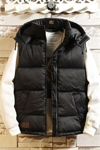 2021秋冬新砖墙日系大码小仙鹤保暖加厚棉马甲连帽外套男M723-P75图片