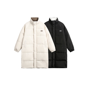 2025冬款可拆卸连帽拼色防风领长款羽绒服-8058-428图片