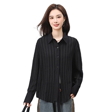时尚百搭黑色条纹长袖衬衫女宽松显瘦气质上衣春秋季新款女装，女装衬衫，叶笙衣