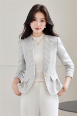 《档口现货》2026秋上新休闲收腰华夫格气质小西装外套女，女装西装，时尚风爆