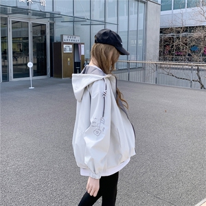 双面穿休闲外套女春秋季少女夹克新款初高中生学院风上衣,开心少女组穿搭图片