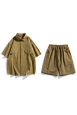 夏季套装男高品潮牌五分袖衬衫大码短裤两件套DSA157-1-C67-P95，男装衬衫，电商A157-1