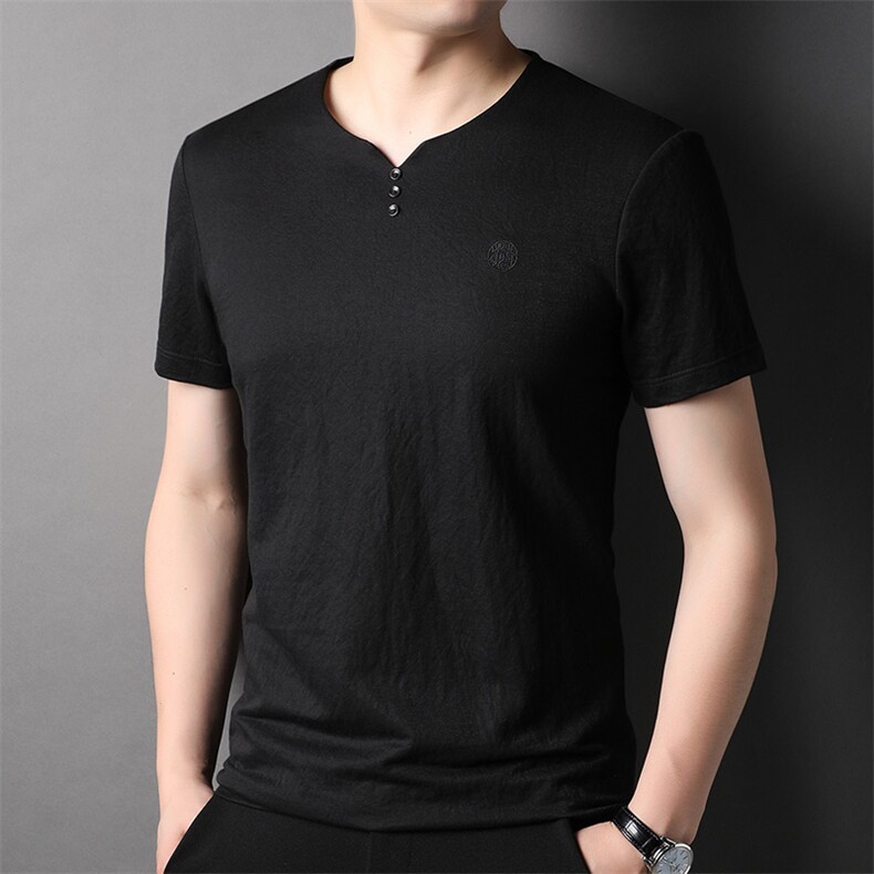 F82232钱塘2020-1中年男士合身时尚休闲百搭简约短袖T恤P45,男装T恤,钱塘207-1