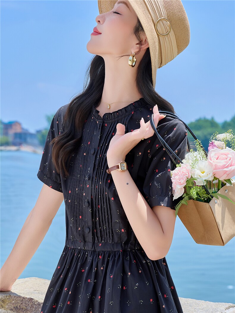 6806时尚印花抽绳显瘦连衣裙,女装连衣裙,倪叶myz