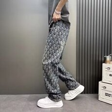 网络图现货美式复古痞帅炸街个性提花宽松直筒牛仔裤J9328-P45，男装牛仔裤，星座715-7