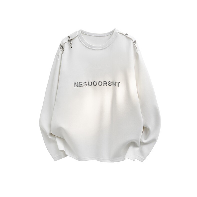 得物高品质现货春款飞机扣不对称双肩设计打底T恤潮流高街卫衣P55，男装T恤，电商B319