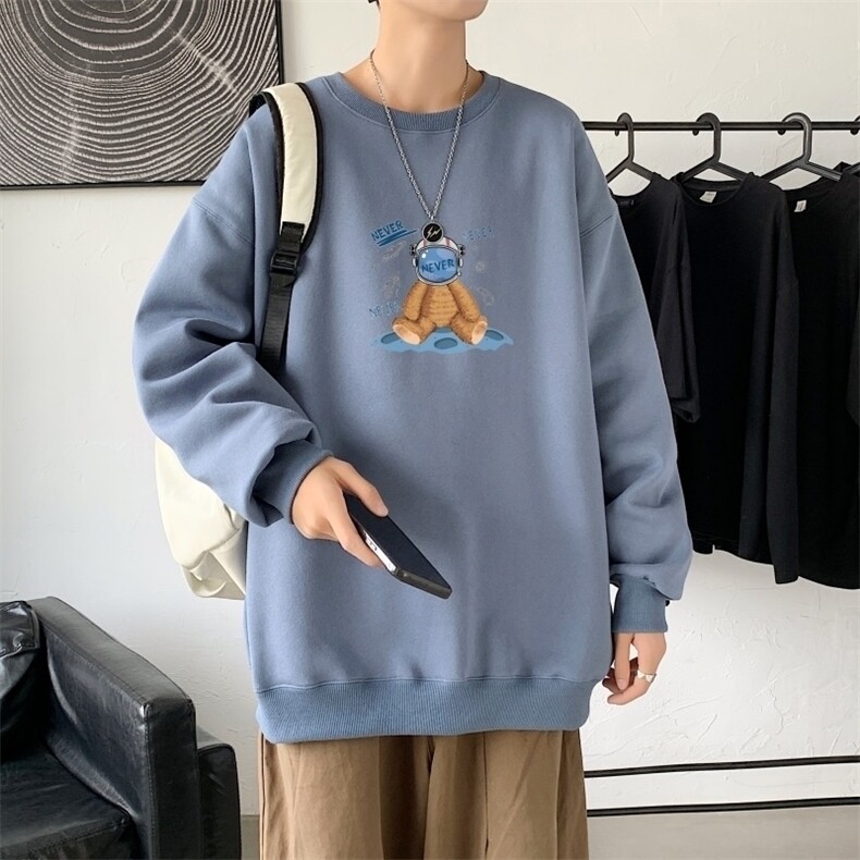 Y2472P38港风21秋季新款动漫圆领卫衣男潮流宽松青少年休闲外套,男装卫衣,星座510A-1