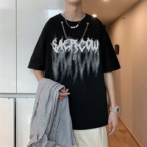 男圆领T恤宽松短袖链条短袖T222P28图片
