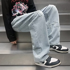 牛仔裤男秋季潮大码休闲裤子高街N7039P43，男装牛仔裤，星座1116-2