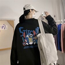 703-W7225秋季男士卡通彩虹云朵印花圆领套头卫衣，男装卫衣，星座703