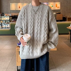 针织衫男士韩版潮流麻花辫帅气百搭宽松2024冬季ins毛衣MZ623-P52，男装针织衫/毛衣，星座412-2