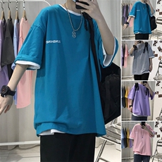 T06男女休闲圆领跑量仿棉T恤衫大码学院小字母印花特P15，男装T恤，星座115A(原星座507）