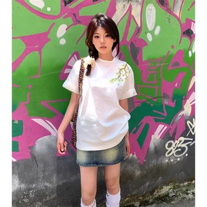 万针全刺绣工艺高品质260克双纱纯棉美式高街罗汉松短袖T恤 特P33图片