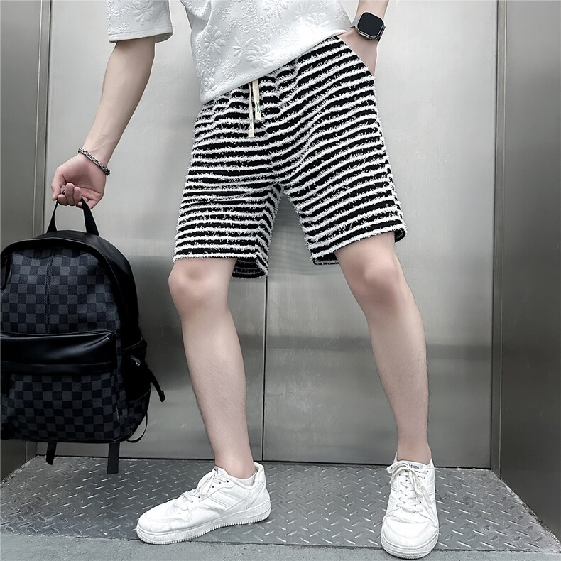 301C-DK34-48控68条纹休闲短裤男潮牌痞帅高级感社会小伙店主风,男装牛仔裤,星座301C（原B323）