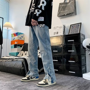 牛仔裤男秋季潮大码休闲裤子高街WH17P46图片