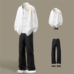 西服立体绣95%绦纶5%氨纶M-5XL大码XF78058P90控139 西裤78151P45图片