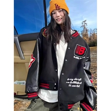盾徽撞色夹克男女校园风重磅设计感外套秋冬加厚保暖潮流JK8092，男装夹克，星座516A