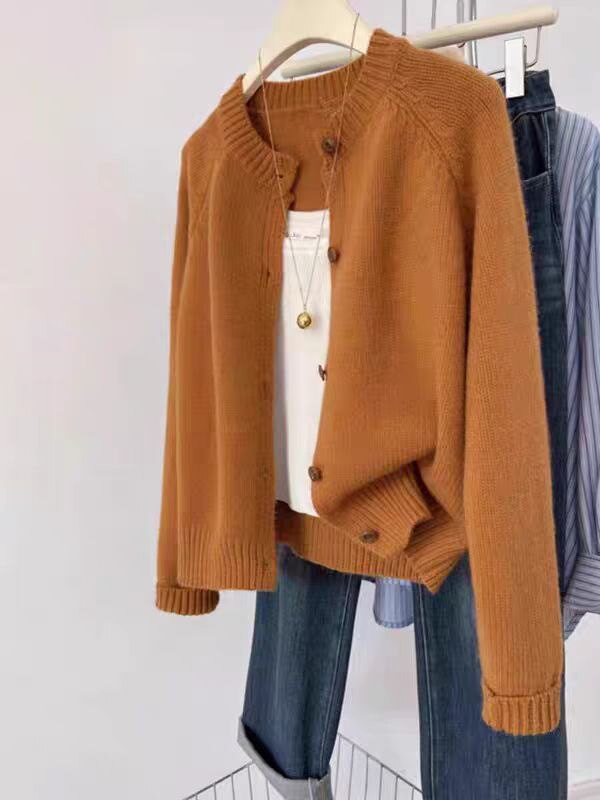 2025年秋季时尚百搭通勤休闲圆领开衫，女装羊毛衫，冀清阳荣