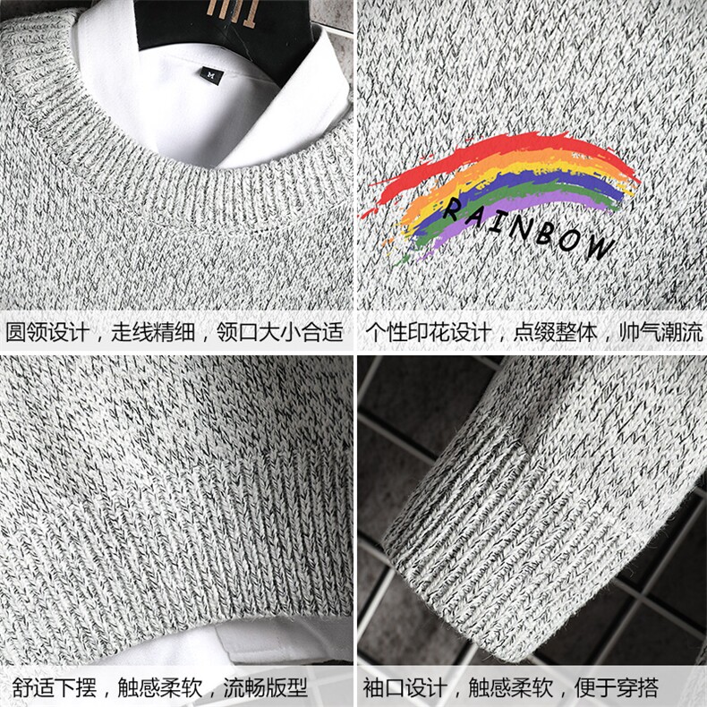 M19064-P45加绒款-P65加厚加绒毛衣男大码毛线衣男针织衫网格,男装针织衫/毛衣,电商A040A