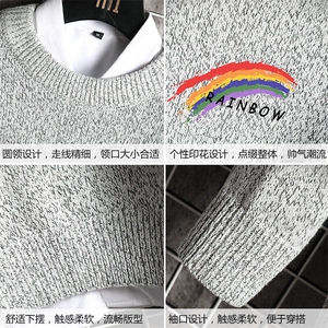 M19064-P45 加绒款-P65 加厚加绒毛衣男大码毛线衣男针织衫 网格图片
