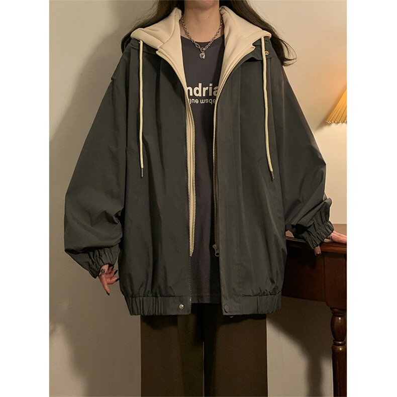 大口袋假两件连帽夹克大码新款夹克外套XZ102B-1-JK2566P75,男装夹克,星座102B-1