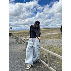 1506-1/XB31511/P55松紧腰休闲阔腿裤女秋冬宽松休闲弯刀裤，男装休闲裤，星座1506-1