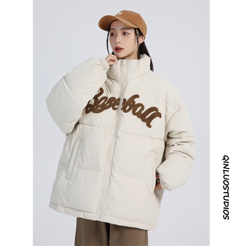 潮牌情侣2023冬季男女同款毛巾绣加厚棉衣保暖棉服MYTC157P95,男装棉衣,电商B220