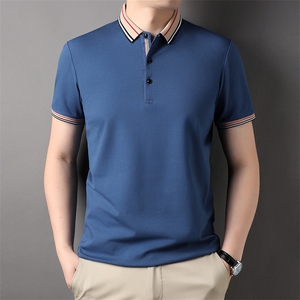 2023新款男士短袖t恤衣服纯色夏季体恤中年商务打底衫上衣polo衫图片