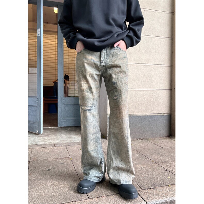 美式复古微喇牛仔裤潮牌痞帅做旧水洗炸街裤GA175-P60,男装牛仔裤,星座208-5