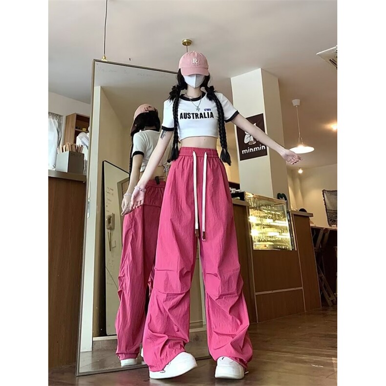2024美式工装宽松显瘦褶皱伞兵直筒休闲运动裤CK1355-P45,男装休闲裤,星座313A-2